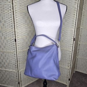 Kate Spade Oyster Blue Handbag w detachable strap. Gold hardware. leather.